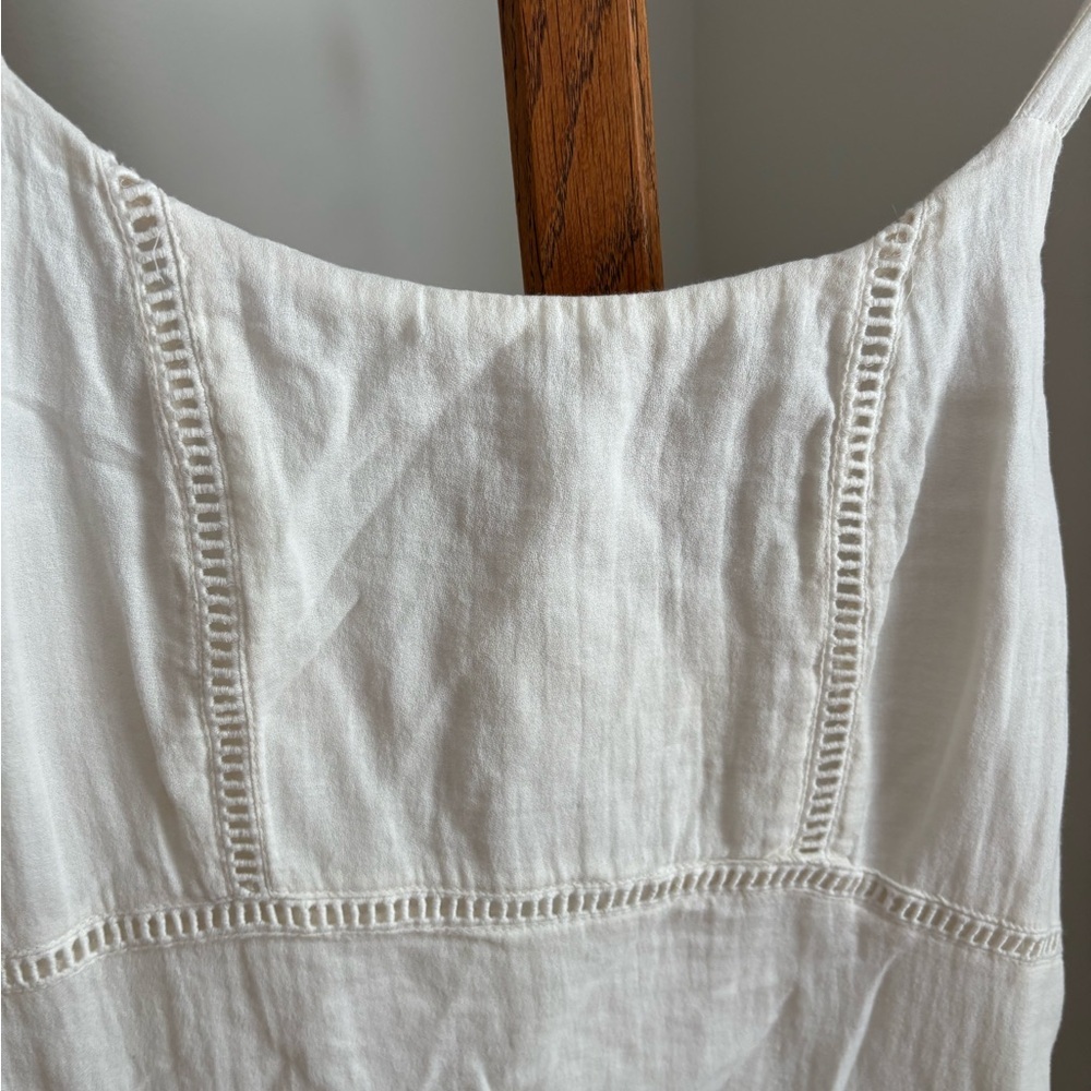 Old Navy Medium Ivory Sleeveless Boho 100% Cotton Sun Dress Minimalist Beachy - Picture 2 of 5